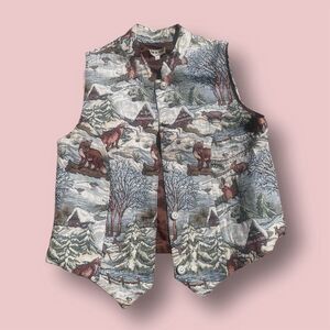 Tour de France Women's Vintage Tapestry Vest L Multicolor Winter Theme